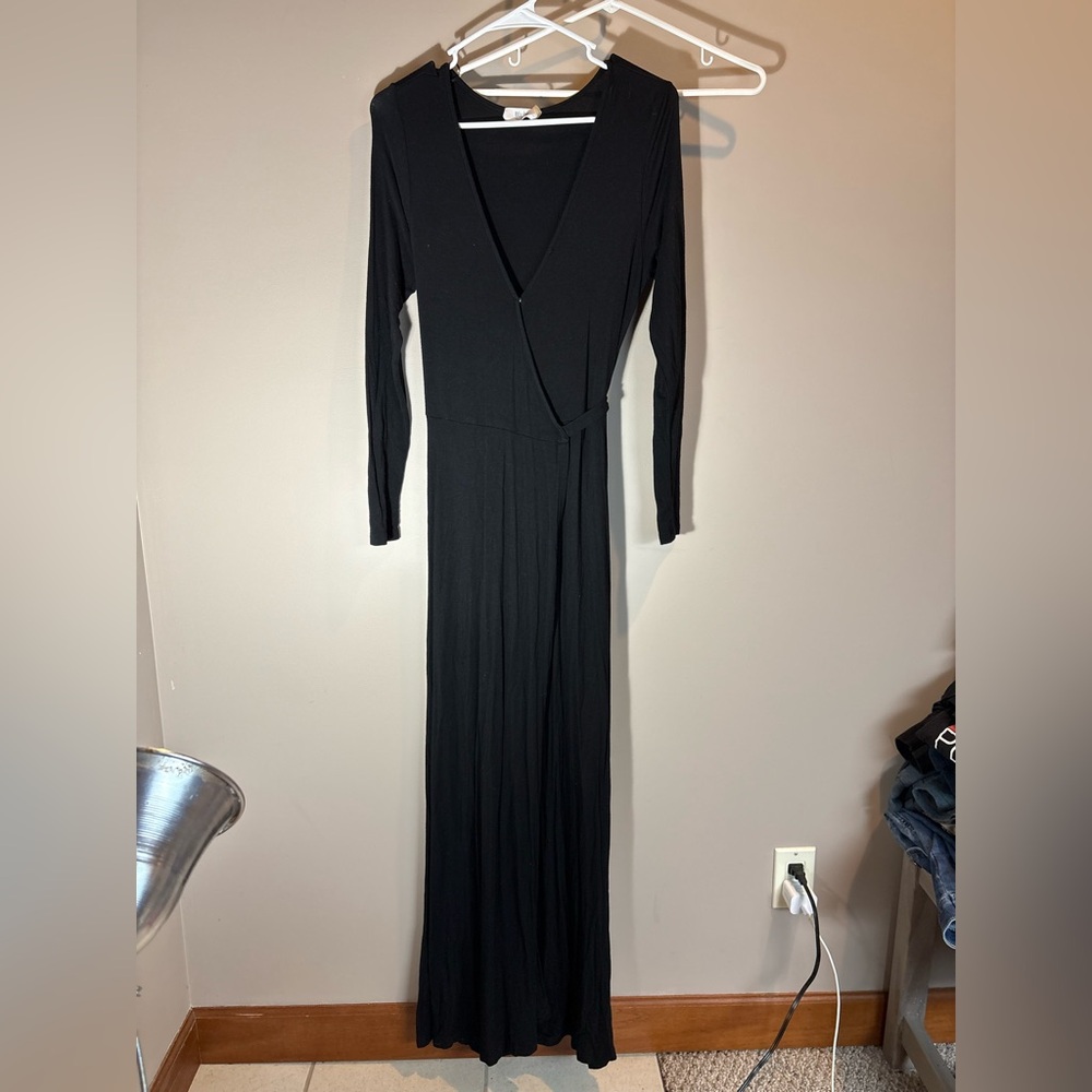 Bluivy Maternity Black Long Sleeve Wrap Maxi Dress